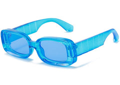 Unisex Retro Oval 'Dagny Blue' Plastic Sunglasses