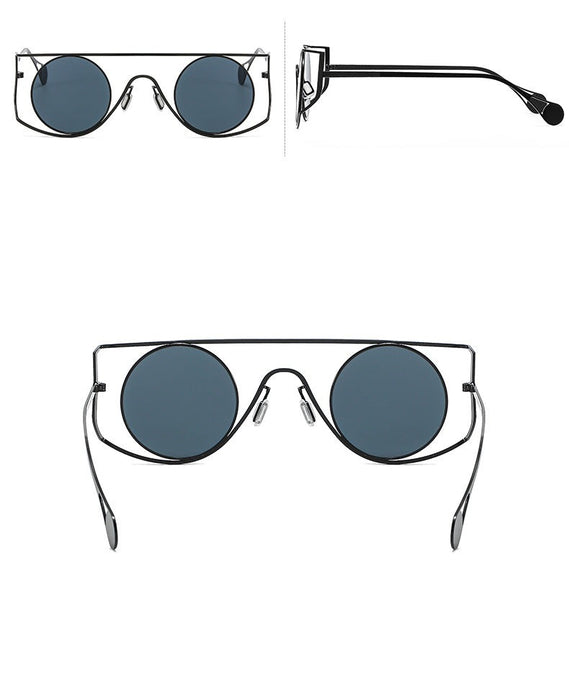 Unisex Round Steampunk 'Vintage Vibes' Metal Sunglasses