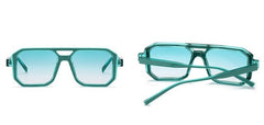 Women's Double Bridges Square 'Rocking 70's' Plastic Sunglasses