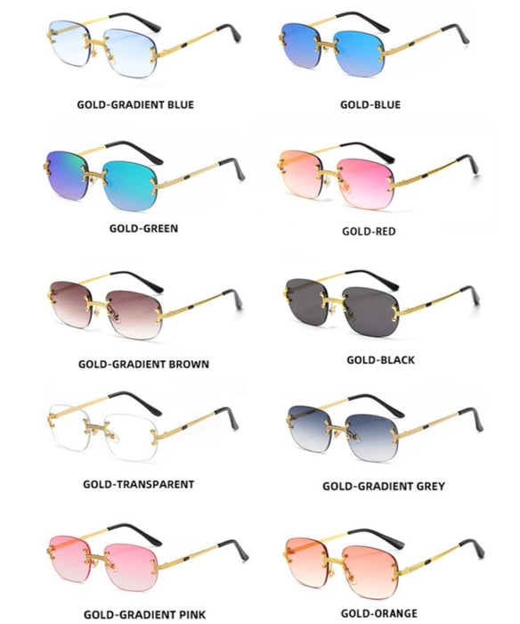 Women's Rimless Rectangle 'Kaimana' Metal Sunglasses