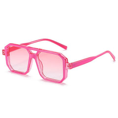 Women's Double Bridges Square 'Rocking 70's' Plastic Sunglasses