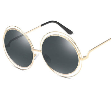 Women's Retro Oversized Round 'Diva Glaze' Plastic Sunglasses