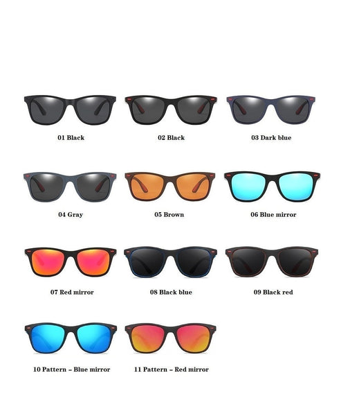 Men's Square "Red Tail" Retro Sunglasses