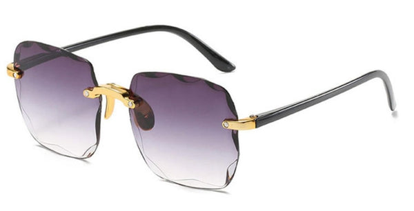 Women's Rimless Polygon 'Grizzly' Metal Sunglasses