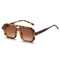 Women's Double Bridges Square 'Rocking 70's' Plastic Sunglasses