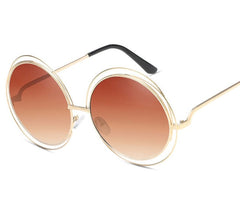 Women's Retro Oversized Round 'Diva Glaze' Plastic Sunglasses