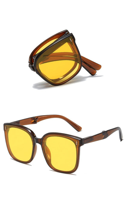 Unisex Vintage Folding 'ConeyFlare' Square Sunglasses