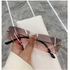 Women's Rimless '90's Vibes' Rectangle Sunglasses