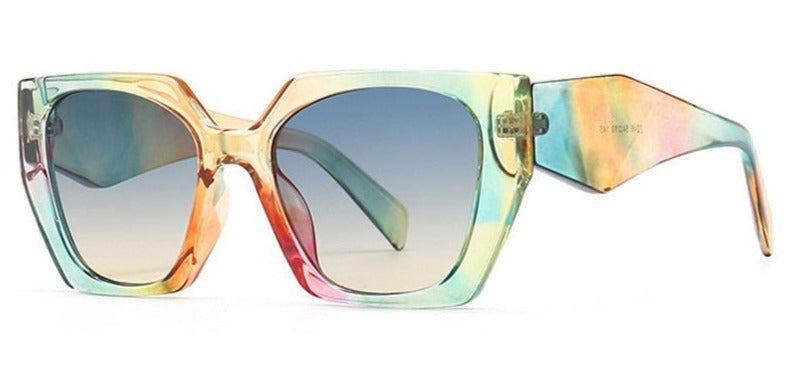 Women's Oversized Polygon 'Furore Eye' Plastic Sunglasses