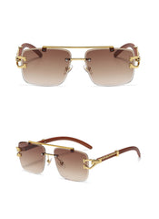 Women's Retro Square 'Hard Court' Wooden Sunglasses