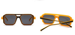 Women's Double Bridges Square 'Rocking 70's' Plastic Sunglasses