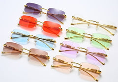 Women's Rimless Rectangle  'Aberr' Metal Sunglasses