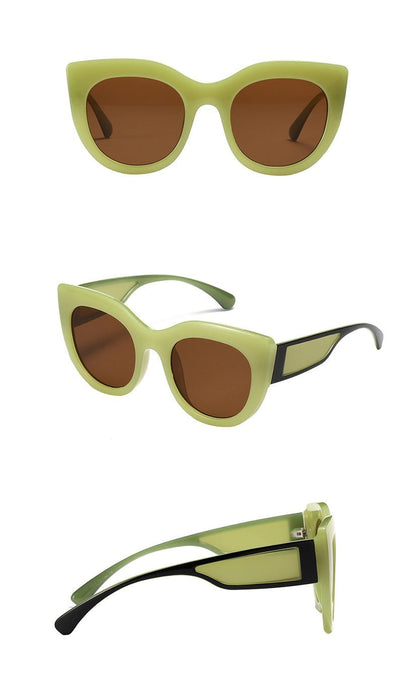 Unisex Vintage Cat Eye 'Cool Avocado' Plastic Sunglasses