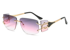 Unisex Shield Square 'Double Sided' Metal Sunglasses