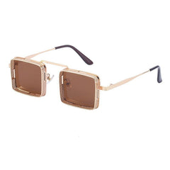 Unisex Trendy Square Steampunk 'Wild Stylish' Metal Sunglasses