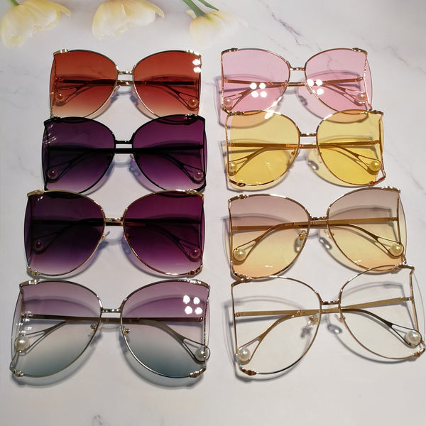 Women's Vintage Oversized 'Sunstone' Metal  Sunglasses