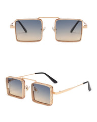 Unisex Trendy Square Steampunk 'Wild Stylish' Metal Sunglasses