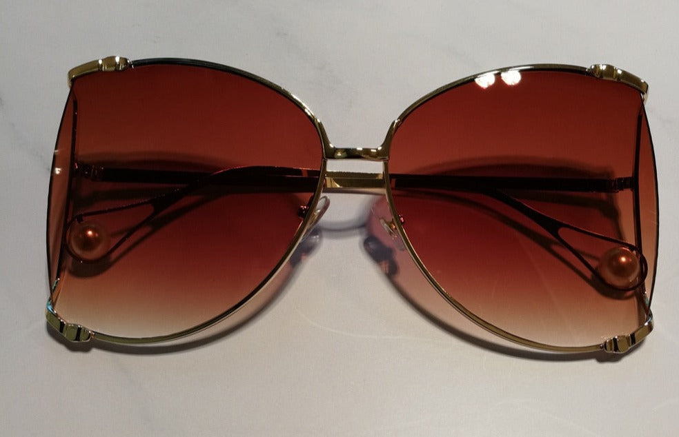 Women's Vintage Oversized Round 'Honey Eye' Metal Sunglasses