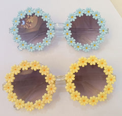 Kid's Girls Round  'White Sun Flower' Plastic Sunglasses