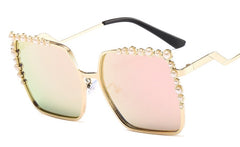 Women's Oversize 'Crystal Shine' Metal Sunglasses