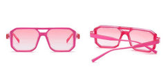 Women's Double Bridges Square 'Rocking 70's' Plastic Sunglasses