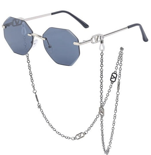 Men's Rimless Polygon 'Ion 'Metal Sunglasses