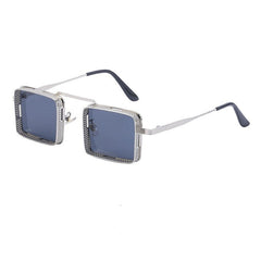 Unisex Trendy Square Steampunk 'Wild Stylish' Metal Sunglasses