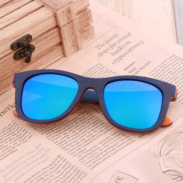 Women's  Square 'Skateboard' Wooden  Sunglasses