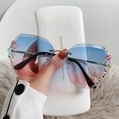 Women's Vintage Rimless Rhinestone 'Magic Spells' Sunglasses