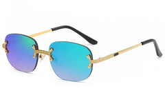 Women's Rimless Rectangle 'Kaimana' Metal Sunglasses