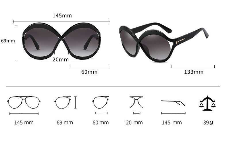 Women's Browline Oversized 'Infinite' Plastic Sunglasses