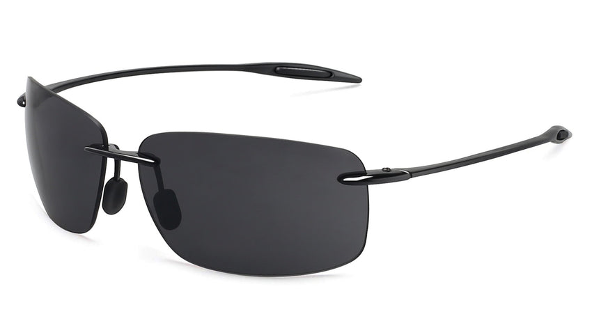 Men's Sports Rimless Rectangle 'Tiger Look' Plastic Sunglasses