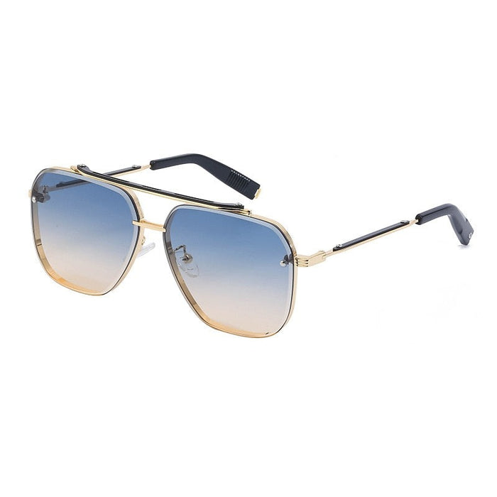 Men's Luxury Square 'Trinity Square' Metal Sunglasses