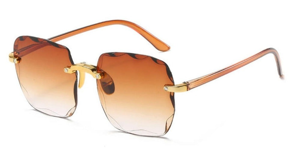 Women's Rimless Polygon 'Grizzly' Metal Sunglasses