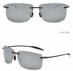 Men's Sports Rimless Rectangle 'Tiger Look' Plastic Sunglasses