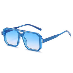 Women's Double Bridges Square 'Rocking 70's' Plastic Sunglasses