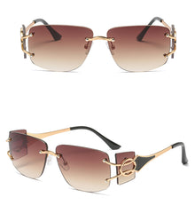 Unisex Shield Square 'Double Sided' Metal Sunglasses