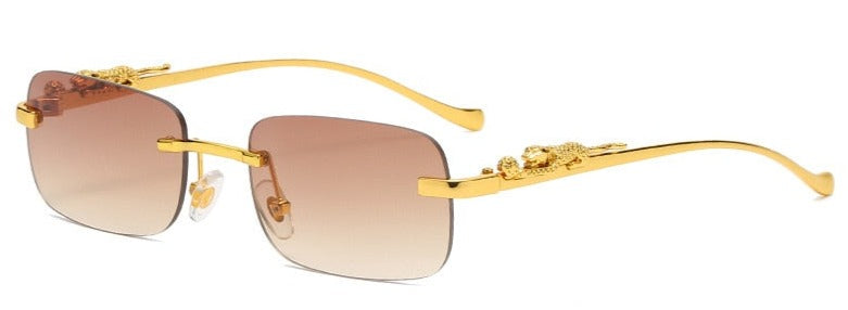 Women's Rimless Rectangle  'Aberr' Metal Sunglasses
