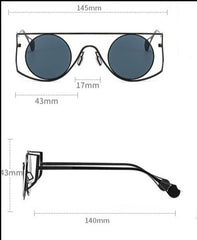 Unisex Round Steampunk 'Vintage Vibes' Metal Sunglasses