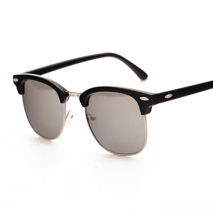 Men's Semi-Rimless Square 'Moto Steed' Plastic Sunglasses