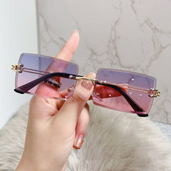 Women's Rimless '90's Vibes' Rectangle Sunglasses