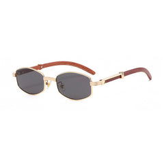 Men's Classic Round 'Peaky' Metal Wood Sunglasses