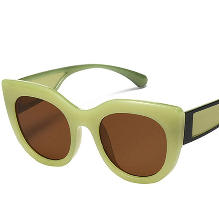 Unisex Vintage Cat Eye 'Cool Avocado' Plastic Sunglasses