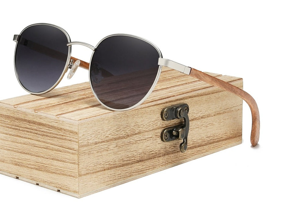 Men's Polarized Round 'Zoho' Wooden Sunglasses