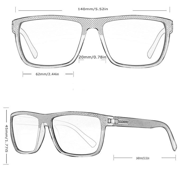Men's Square Utralight 'Mysterious' Plastic Sunglasses
