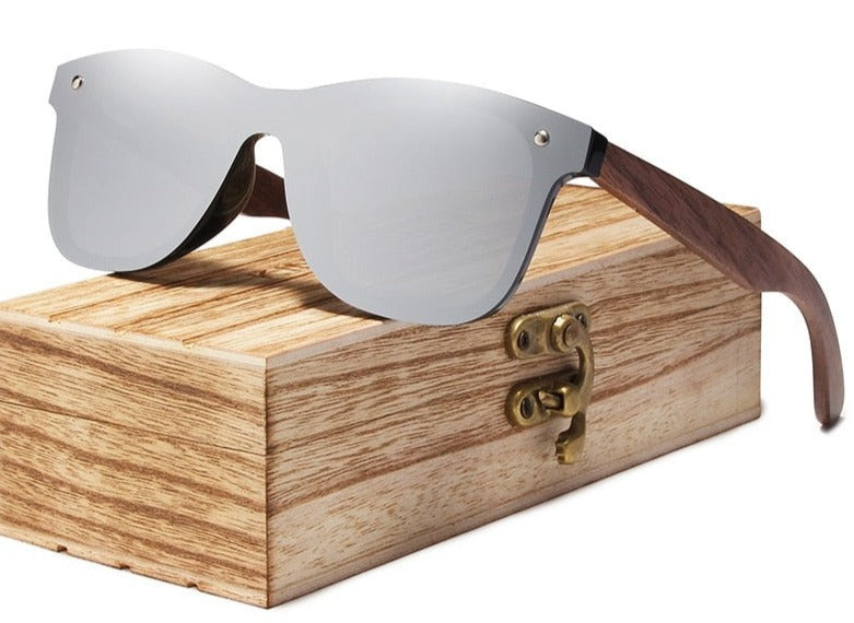 Men's Rimless Oval 'Mossi' Wooden Sunglasses