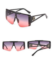 Women's Oversized Square 'IO GIRL' Metal Sunglasses