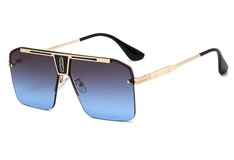 Men's Oversized Square 'Kuro' Metal Sunglasses