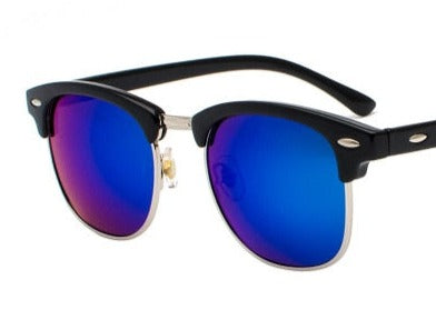 Men's Semi-Rimless Square 'Moto Steed' Plastic Sunglasses