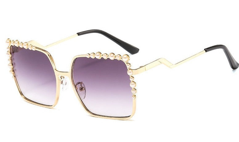 Women's Oversize 'Crystal Shine' Metal Sunglasses